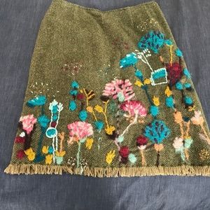 Anthropologie Embroidered Skirt